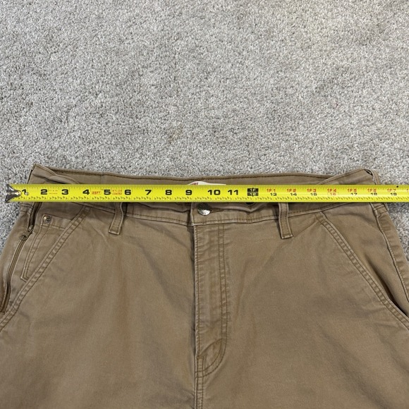 Signature Levis Strauss Chino Pants Mens 36x32 Beige Cotton Stretch Athletic Fit - Picture 3 of 9